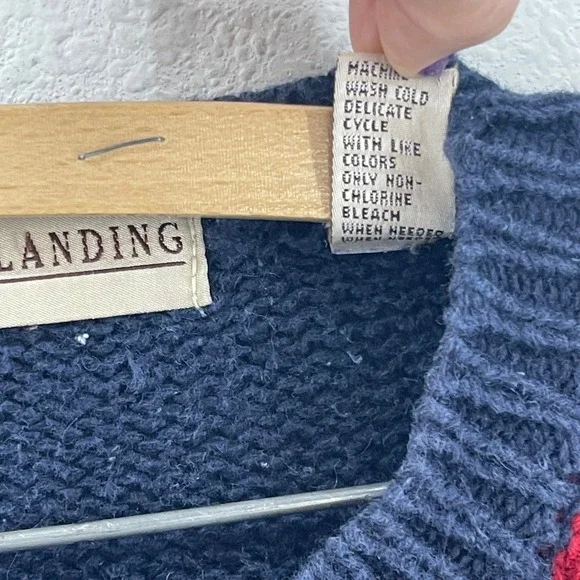 VTG 90s Grunge Thrashed Patriotic Sweater M American Flag Stars Stripes Knit - Picture 11 of 11